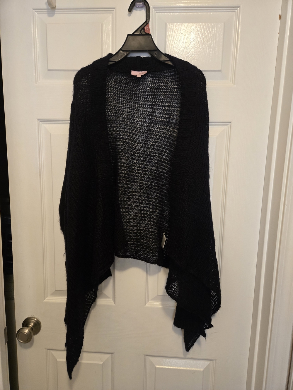 SASS Black Open-Front Knit Poncho Cardigan